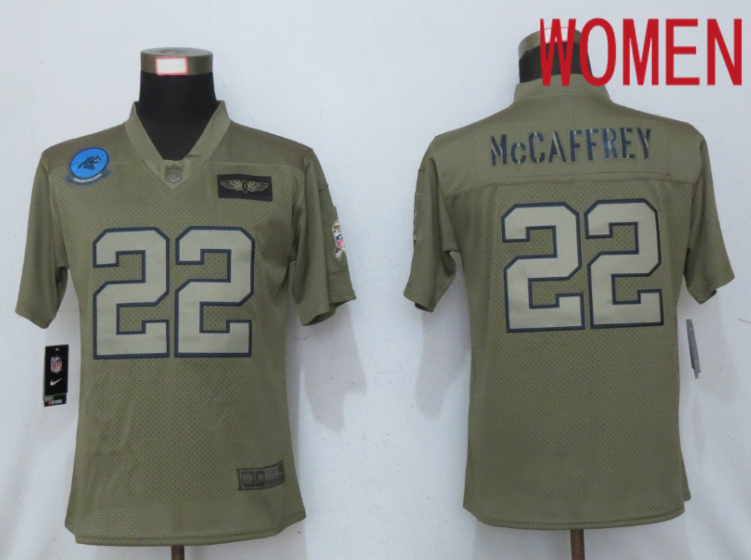 Women Carolina Panthers #22 McCaffrey Camo 2020 Salute to Service Elite Playe NFL Nike Jerseys->san francisco 49ers->NFL Jersey